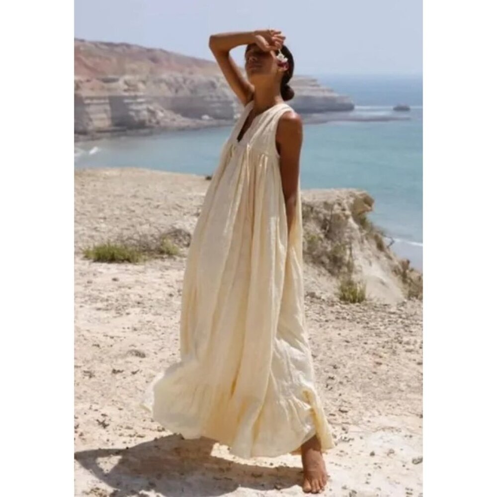 Daughters of India Cream Sleeveless Maxi Dress - Picture 14 of 14